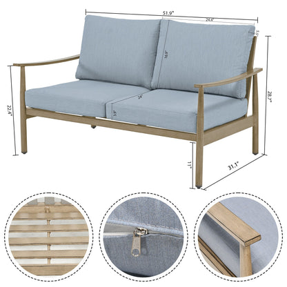 7-Piece Aluminum Patio Conversation Set, 3-Seat Outdoor Couch and Loveseat with Ottomans and Coffee Table