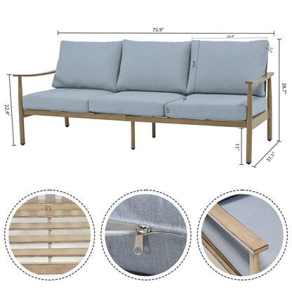 7-Piece Aluminum Patio Conversation Set, 3-Seat Outdoor Couch and Loveseat with Ottomans and Coffee Table