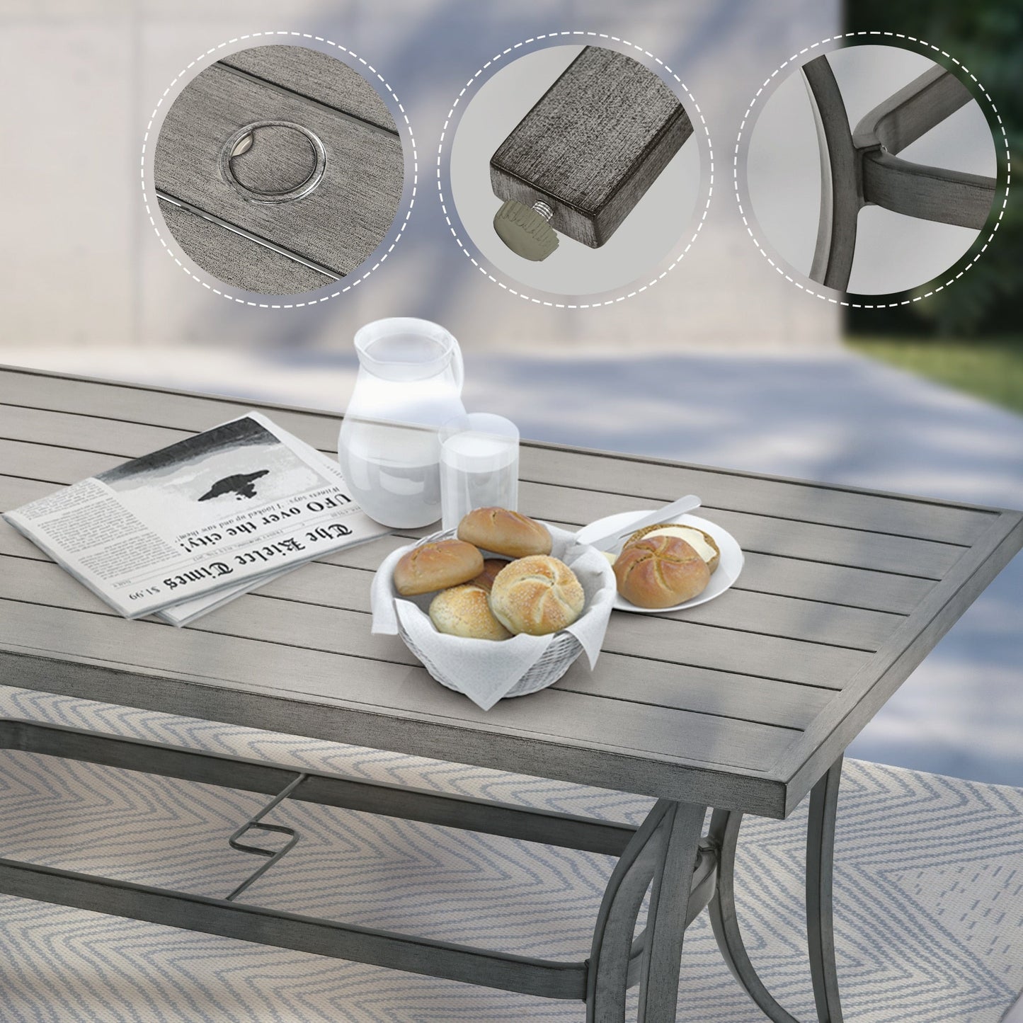 9-Piece Aluminum Patio Dining Set with 2 Swivel Dining Chairs and 6 Dining Chairs and Washable Cushions