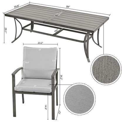 9-Piece Aluminum Patio Dining Set with 2 Swivel Dining Chairs and 6 Dining Chairs and Washable Cushions