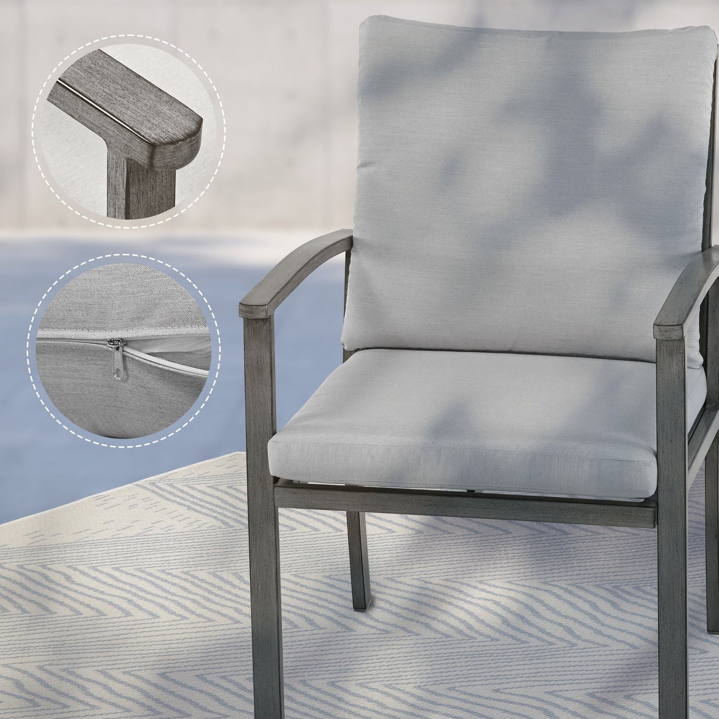 9-Piece Aluminum Patio Dining Set with 2 Swivel Dining Chairs and 6 Dining Chairs and Washable Cushions