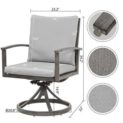 9-Piece Aluminum Patio Dining Set with 2 Swivel Dining Chairs and 6 Dining Chairs and Washable Cushions