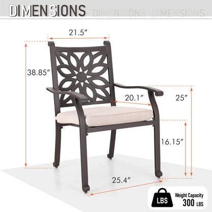 MAISON ARTS 7-Piece Cast Aluminum Patio Dining Set with Expandable Rectangular Table & 6 Cast Aluminum Chairs