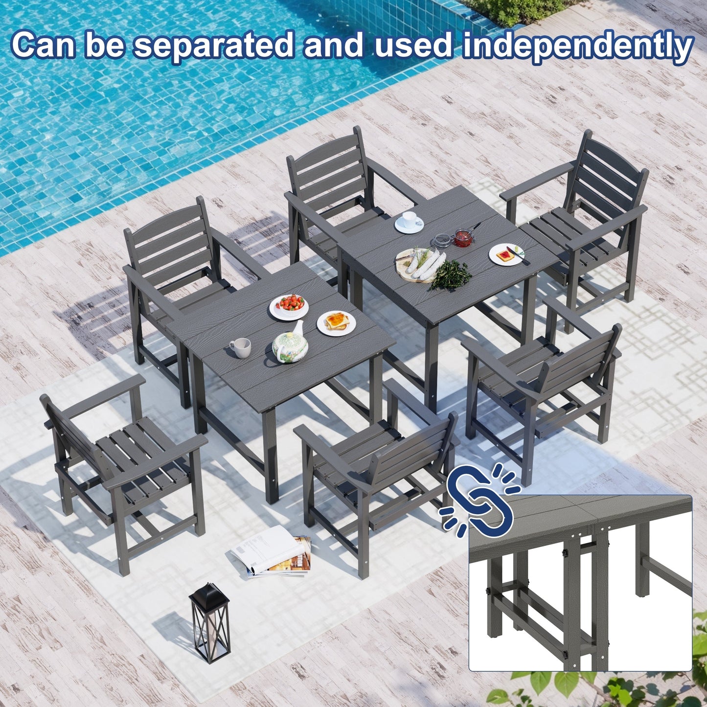 7-Piece HDPE Outdoor Dining Table Sets