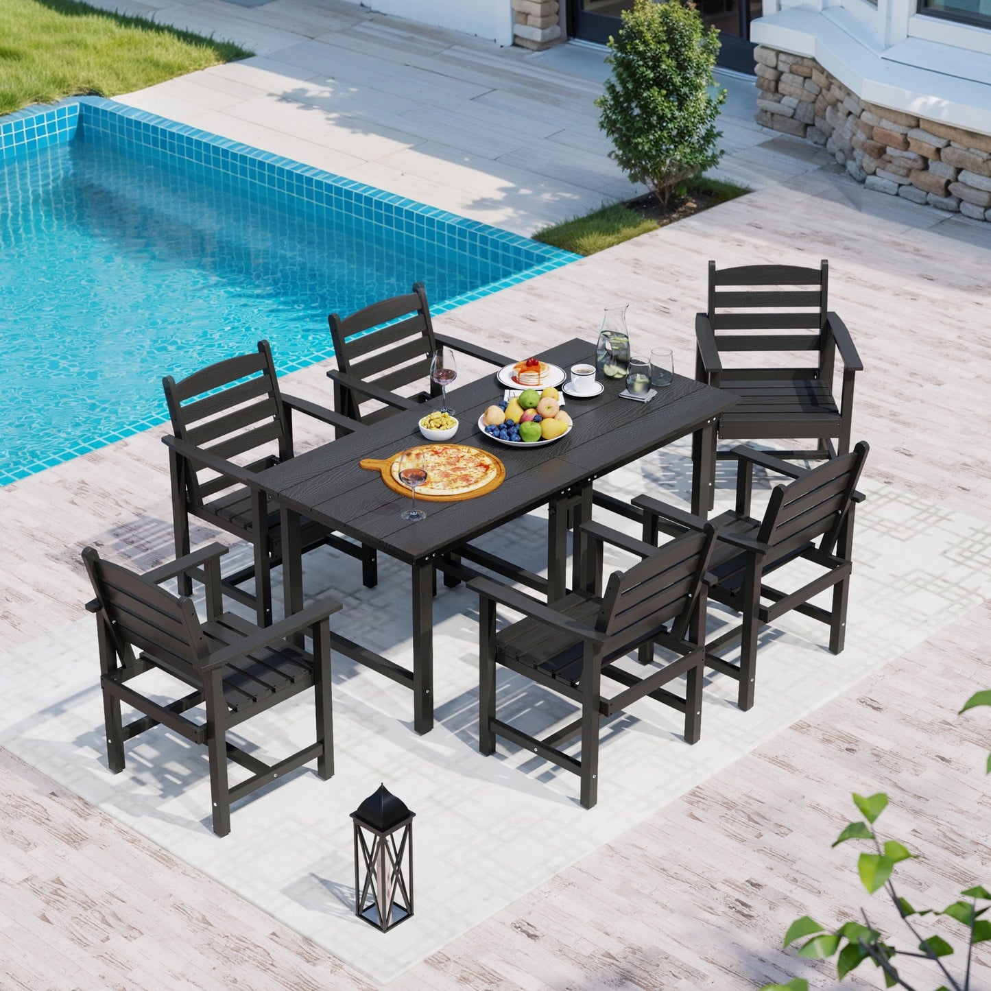 7-Piece HDPE Outdoor Dining Table Sets