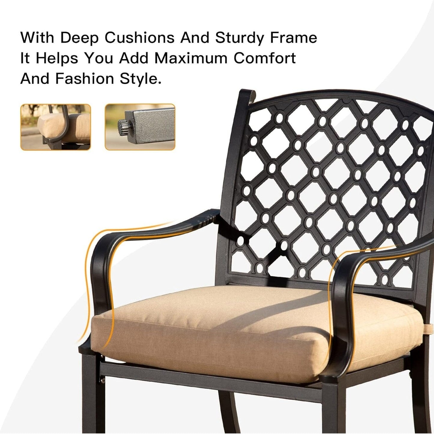 7-Piece Outdoor Metal Patio Dining Set with Swivel and Stationary Chairs, and Weather-Resistant Rectangle Table