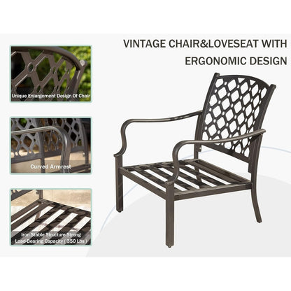 7-Piece Outdoor Metal Patio Dining Set with Swivel and Stationary Chairs, and Weather-Resistant Rectangle Table