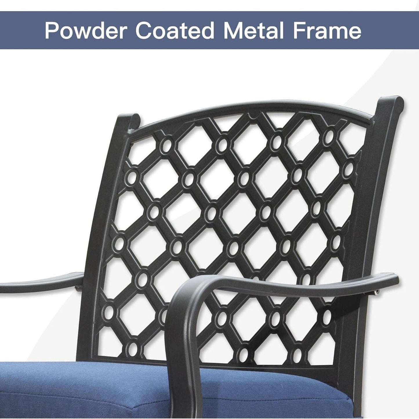 7-Piece Outdoor Metal Patio Dining Set with Swivel and Stationary Chairs, and Weather-Resistant Rectangle Table