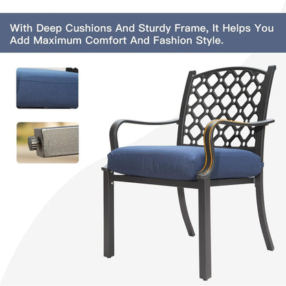 7-Piece Outdoor Metal Patio Dining Set with Swivel and Stationary Chairs, and Weather-Resistant Rectangle Table