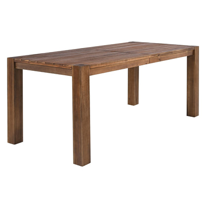7 Piece Outdoor Patio Dining Table Chairs Set Wood Casual Dining Table with Parasol Hole and 6 Removable Cushions Chairs