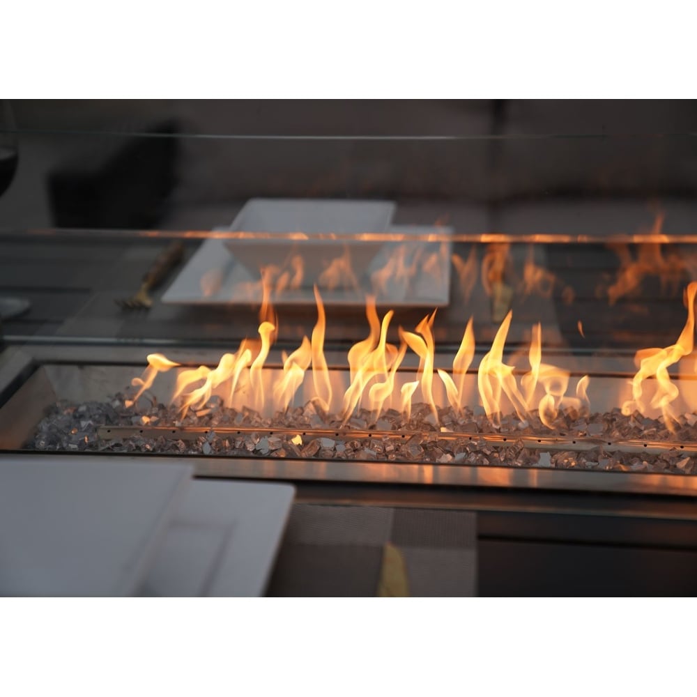 7-Piece Outdoor Sofa with Aluminium table top Fire Pit Set