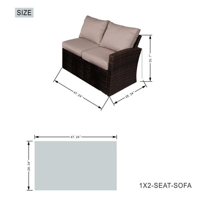 7-Piece Outdoor Sofa with Aluminium table top Fire Pit Set