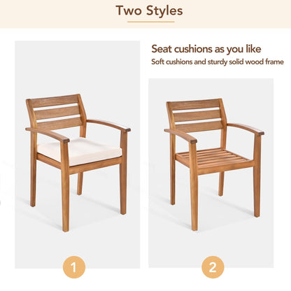 7-Piece Outdoor Wood Dining Set with Removable Cushions