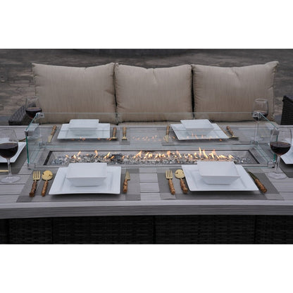 7-Piece Patio Conversational Sofa Set with Aluminium Firepit Table