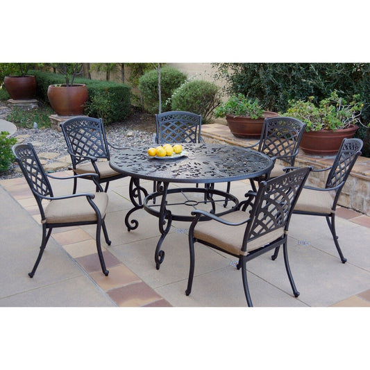 7-Piece Patio Dining Set, 53 Inch Round Dining Table