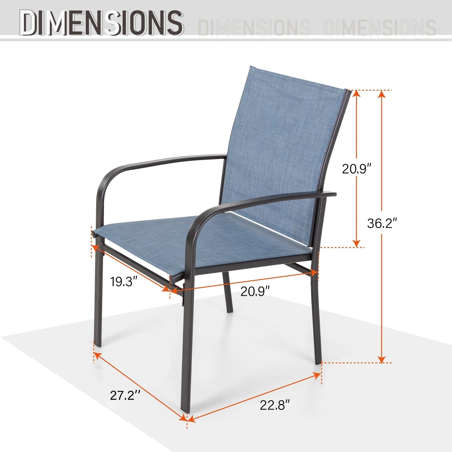 MAISON ARTS 7-Piece Patio Dining Set Metal Rectangle Table and 6 Textilene Chairs
