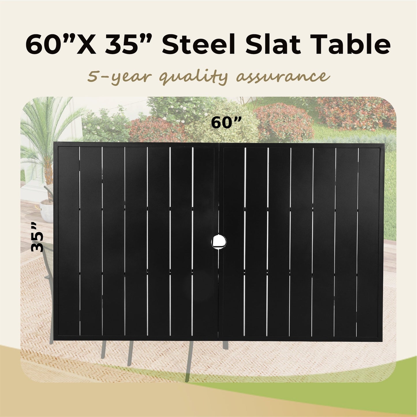 MAISON ARTS 7-Piece Patio Dining Set Metal Rectangle Table and 6 Textilene Chairs