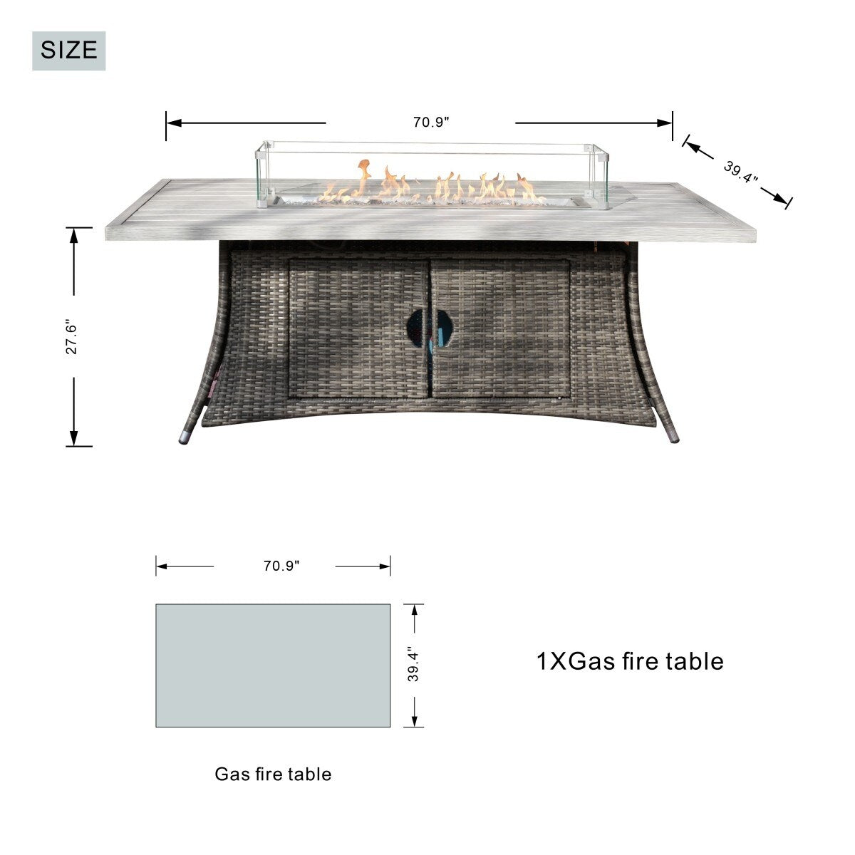 7-Piece Patio Rattan Sofa Set with Aluminum Dining Table and Armchairs