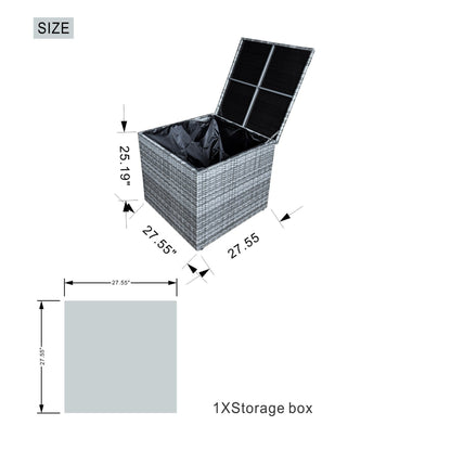7-Piece Patio Sofa Set with Firepit and Ice Container Dining Table