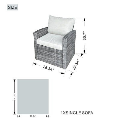 7-Piece Patio Sofa Set with Firepit and Ice Container Dining Table