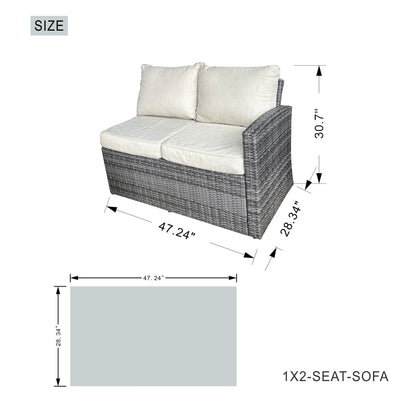 7-Piece Patio Sofa Set with Firepit and Ice Container Dining Table
