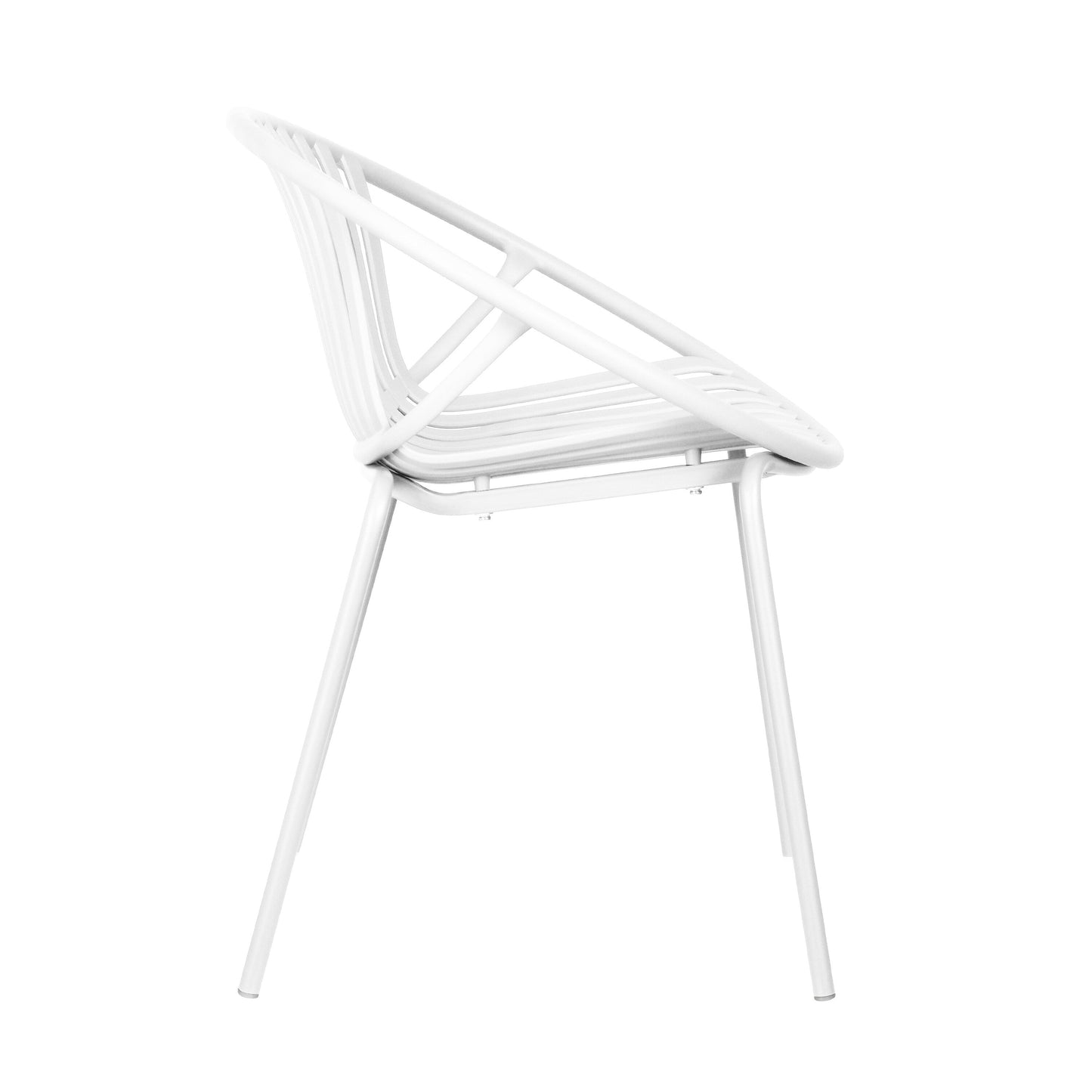 7 Pieces Outdoor Modern Dining Set with Stackable Chair, White