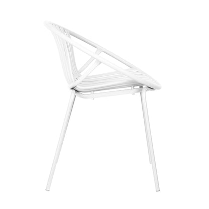 7 Pieces Outdoor Modern Dining Set with Stackable Chair, White