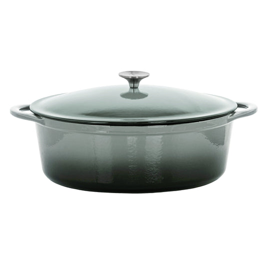 7 Quarts Oval Enameled Cast Iron Casserole in Storm Cloud