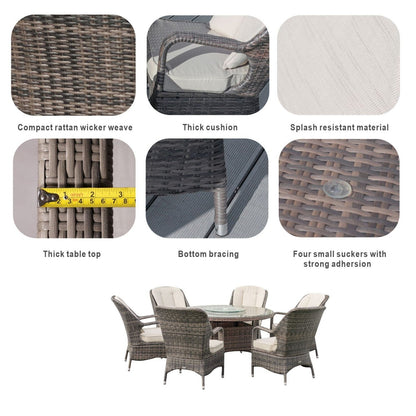 7-piece Outdoor Dining Set Round Table with Chairs