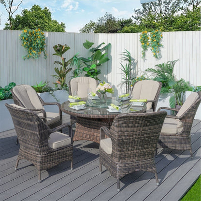 7-piece Outdoor Dining Set Round Table with Chairs