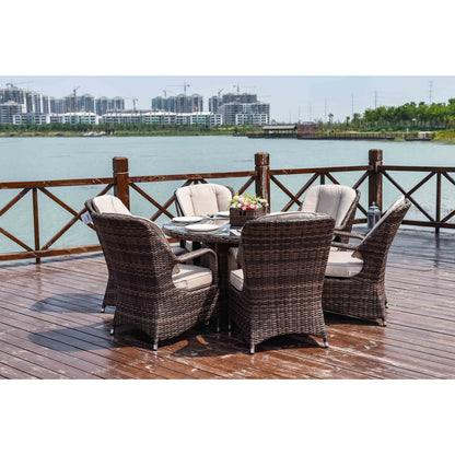 7-piece Outdoor Dining Set Round Table with Chairs