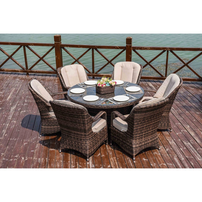 7-piece Outdoor Dining Set Round Table with Chairs