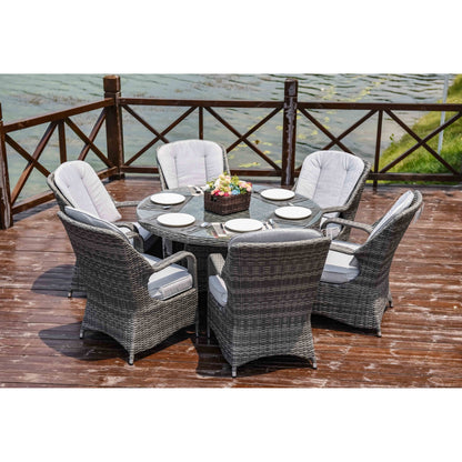 7-piece Outdoor Dining Set Round Table with Chairs