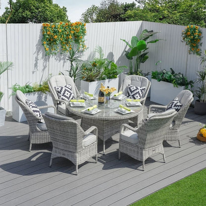 7-piece Outdoor Dining Set Round Table with Chairs