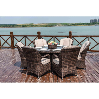 7-piece Outdoor Dining Set Round Table with Chairs
