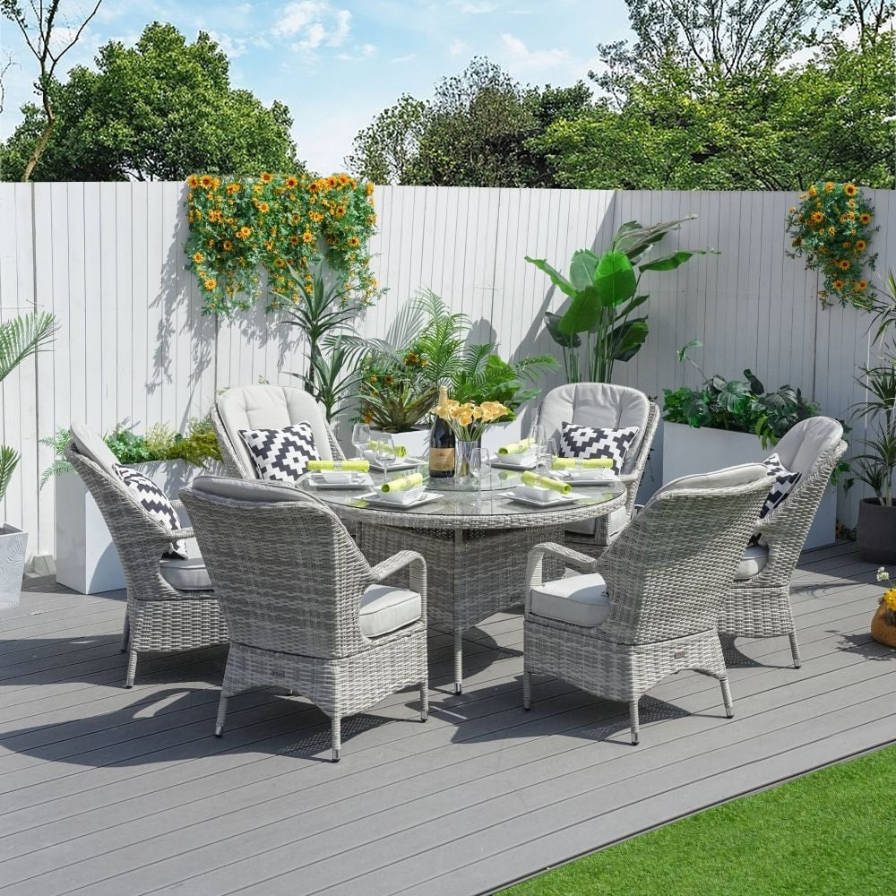7-piece Outdoor Dining Set Round Table with Chairs