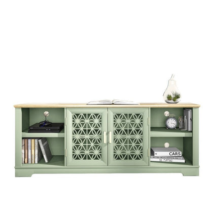 70 in. Rustic Decorative Floral Door TV Stand for up to 80 TVs