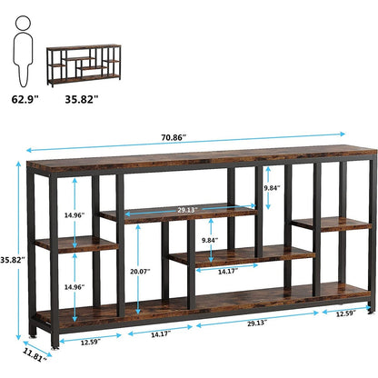 70.9 inch Console Sofa Table with Storage, 3-Tier Entryway Table for Hallway