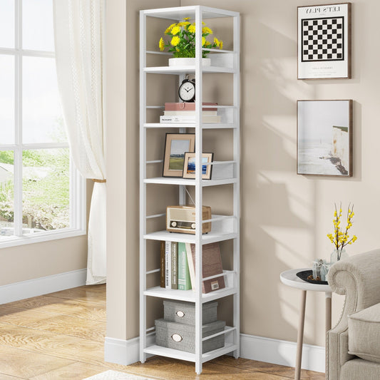 75 Inch Tall Narrow Corner Shelves, 6-Tier Etagere Shelve Storage Rack Bookshelves for Home Office
