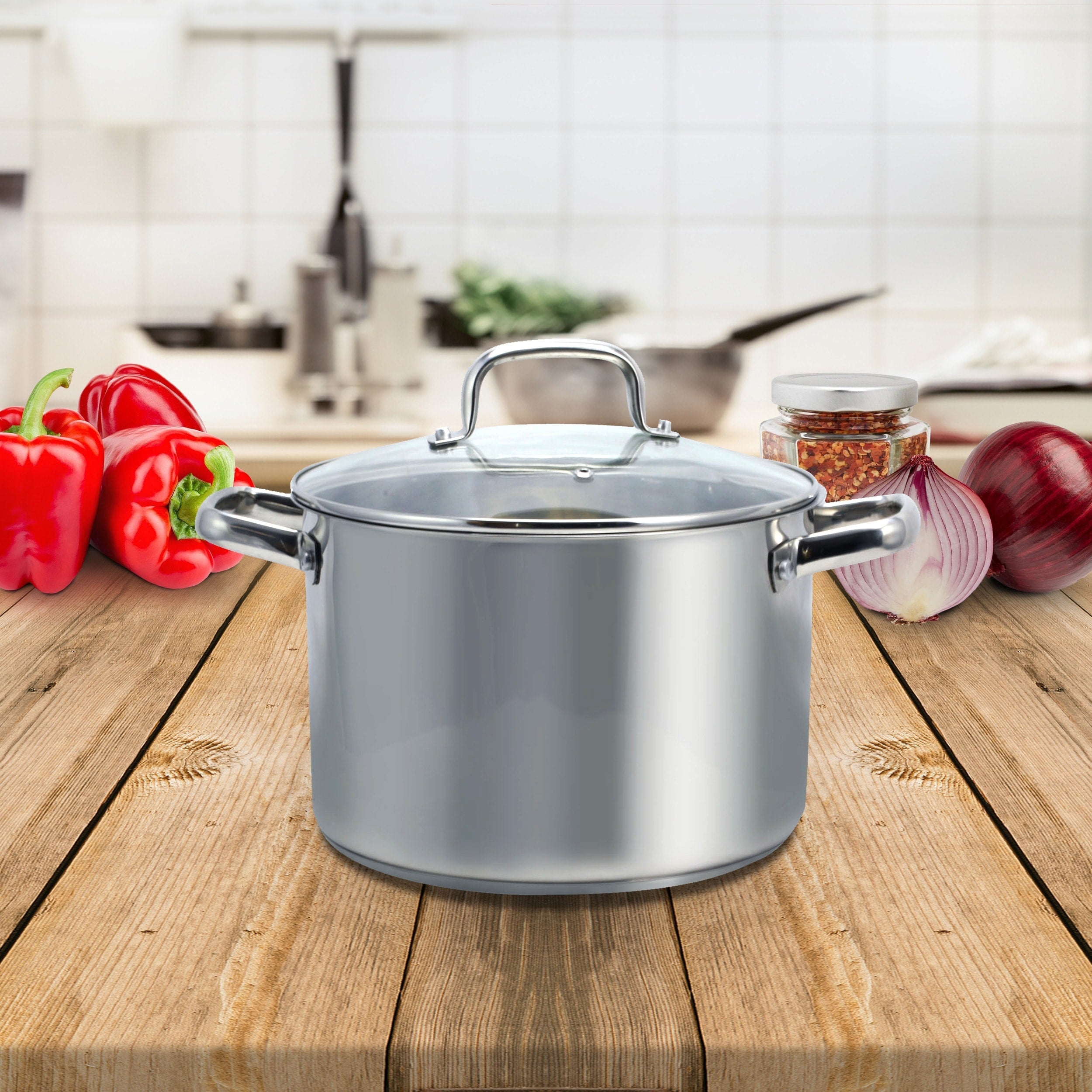 8 Quart Stock Pot with Tempered Glass Lid