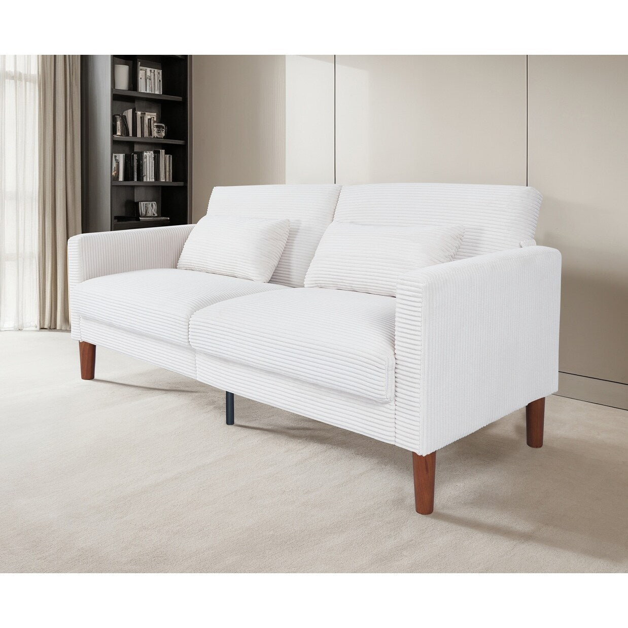 Couch Sofa, Corduroy Fabric Couches Loveseat Furniture with 2 Pillows for Living Room, Bedroom
