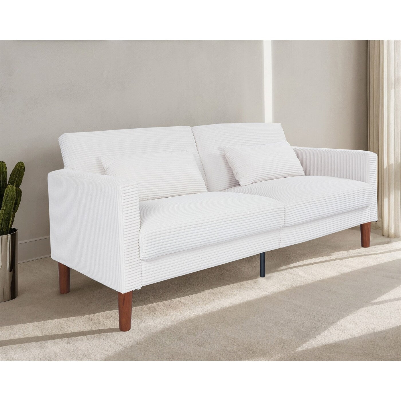 Couch Sofa, Corduroy Fabric Couches Loveseat Furniture with 2 Pillows for Living Room, Bedroom