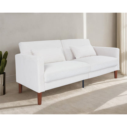 Couch Sofa, Corduroy Fabric Couches Loveseat Furniture with 2 Pillows for Living Room, Bedroom
