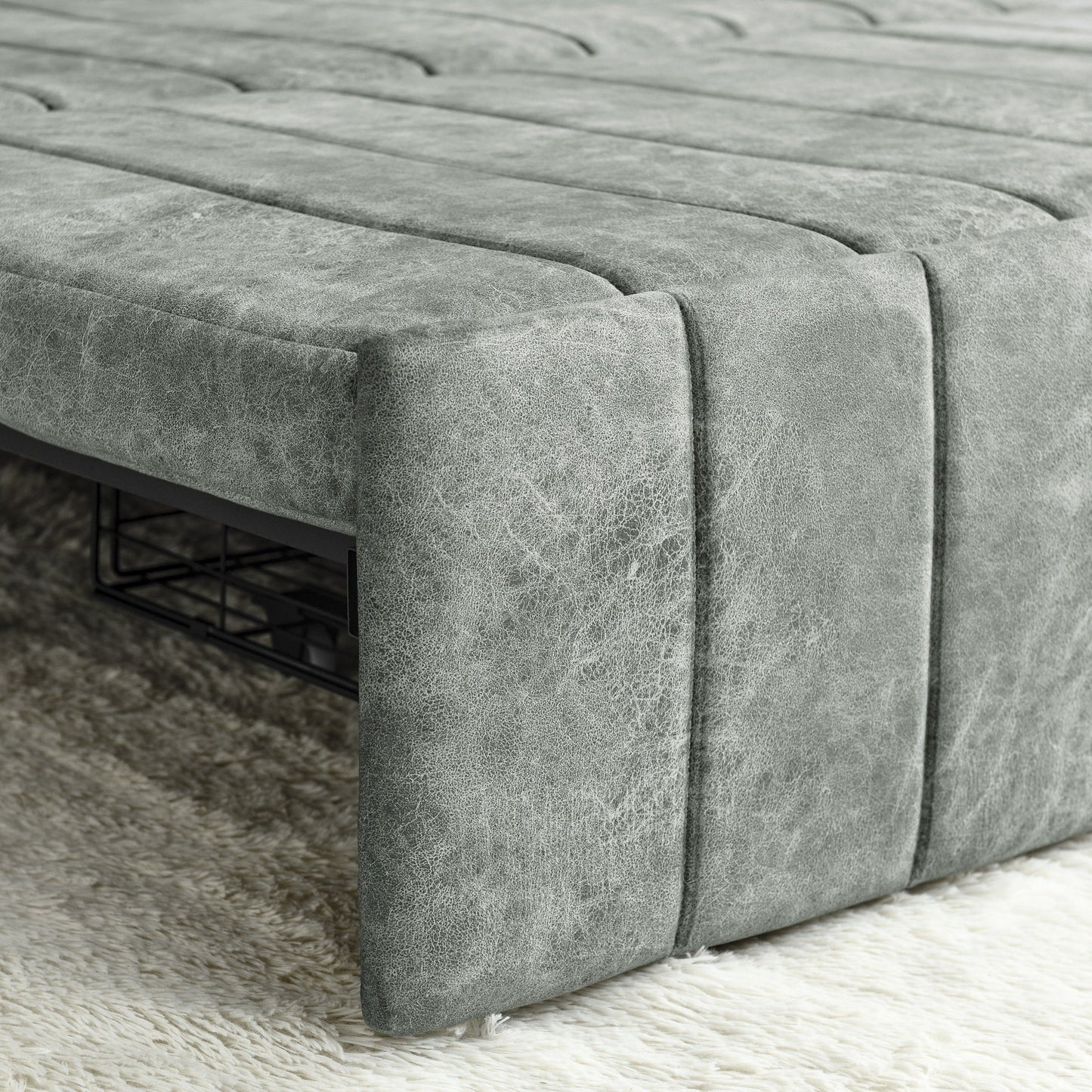 82.3'' Velvet 3 Seater Sofa with Rolled Arms, Pull-Out Queen Bed, Two Drawers and Two Pillows