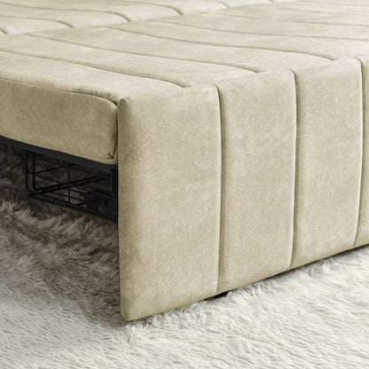 82.3'' Velvet 3 Seater Sofa with Rolled Arms, Pull-Out Queen Bed, Two Drawers and Two Pillows