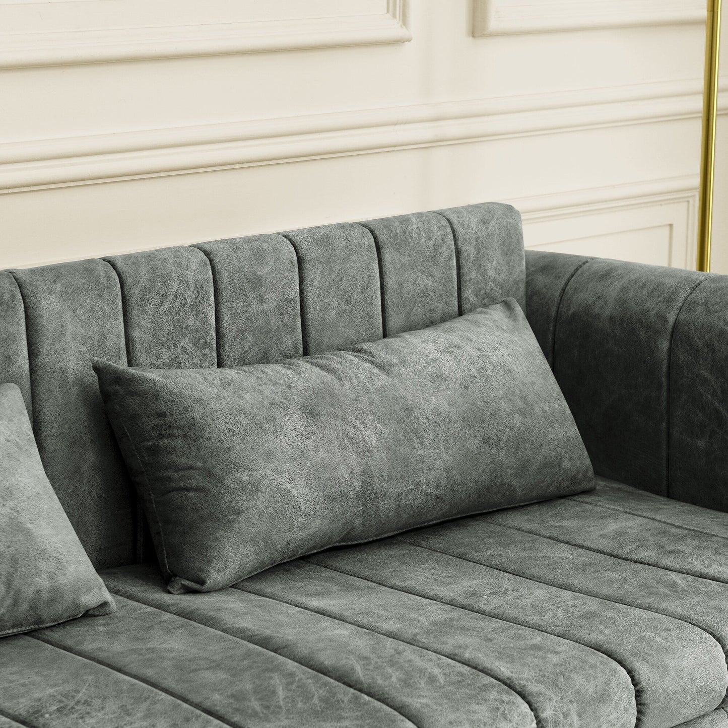 82.3'' Velvet 3 Seater Sofa with Rolled Arms, Pull-Out Queen Bed, Two Drawers and Two Pillows