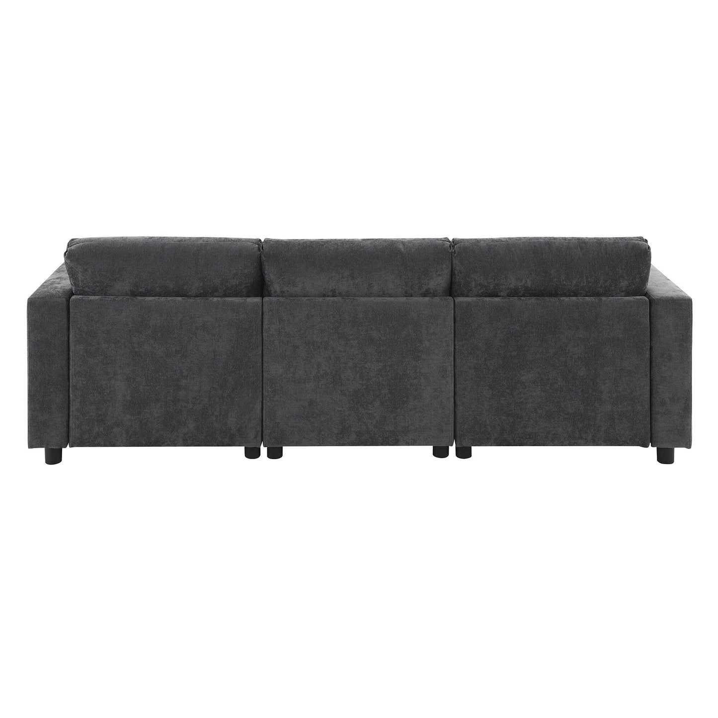 86.5-Inch U-Shaped Chenille Sectional Sofa with Storage Pockets, 2 Movable Ottomans and Throw Pillows for Living Room