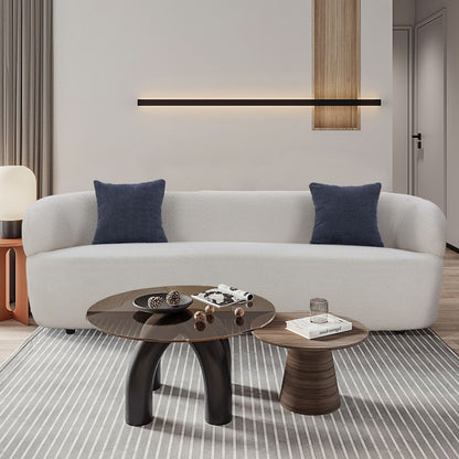 86.61in 3 Seater Modern Curved Upholstered Fabric Sofa Courch