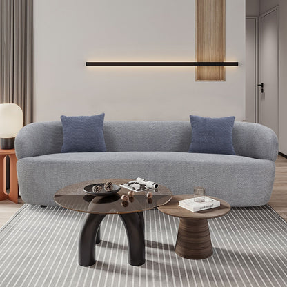 86.61in 3 Seater Modern Curved Upholstered Fabric Sofa Courch