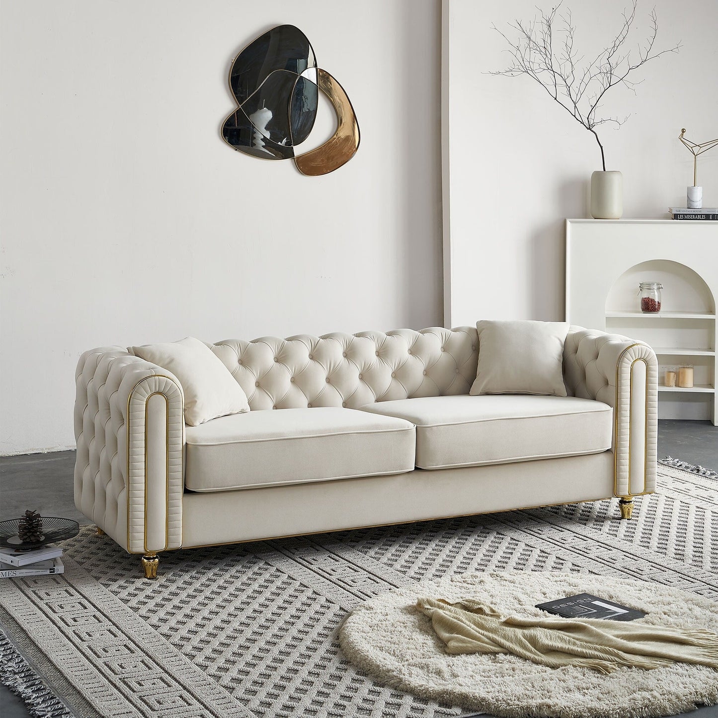 86'' W Luxury Modern Tufted Sofa with 2pcs of toss pillows for Living Room ,Bedroom